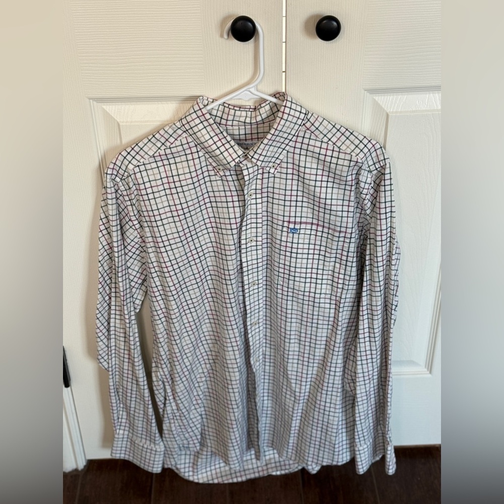 Southern Tide Plaid Gingham button front dress shirt men’s medium